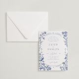 "Porcelain Garden" - Letterpress Wedding Invitations in Lapis by Corinne Malesic - Invitation with Envelope