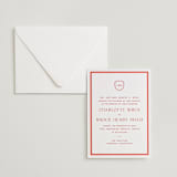 "Racquet" - Letterpress Wedding Invitations in Verona Sunset by Megan Davis - Invitation with Envelope