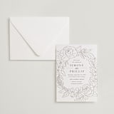 "Sketched Blooms" - Letterpress Wedding Invitations in Coffee by Kristen Smith - Invitation with Envelope