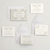 "Sketched Foliage" - Letterpress Wedding Invitations in Nude by Susan Zinader - Invitation Suite