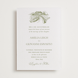 "Vineyard Elegance" - Letterpress Wedding Invitations in Pistachio by Lucrecia Caporale - Front