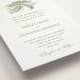 "Vineyard Elegance" - Letterpress Wedding Invitations in Pistachio by Lucrecia Caporale - Detail