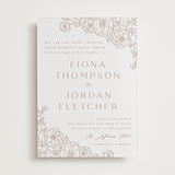 "Camellia.." - Letterpress Wedding Invitations in Latte by Vera Lim - Front