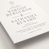 "Minimalist Monogram" - Letterpress Wedding Invitations in Soft Black by Olivia Raufman - Detail