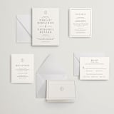 "Minimalist Monogram" - Letterpress Wedding Invitations in Soft Black by Olivia Raufman - Invitation Suite