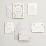 "Nouveau Peony" - Letterpress Wedding Invitations in Faux Gold by Selima Akhter - Invitation Suite