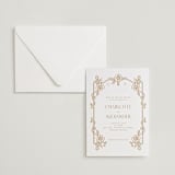 "Nouveau Peony" - Letterpress Wedding Invitations in Faux Gold by Selima Akhter - Invitation with Envelope