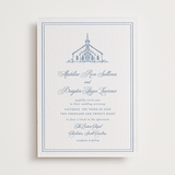 "The Chapel" - Letterpress Wedding Invitations in Provincial Blue by Melinda Denison - Front