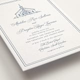 "The Chapel" - Letterpress Wedding Invitations in Provincial Blue by Melinda Denison - Detail