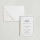 "The Chapel" - Letterpress Wedding Invitations in Provincial Blue by Melinda Denison - Invitation with Envelope