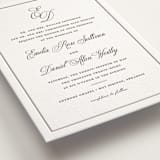 "Royal" - Letterpress Wedding Invitations in Soft Black by Melinda Denison - Detail