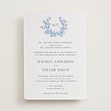 "Flowers monogram" - Letterpress Wedding Invitations in Sky Blue by Cass Loh - Front