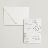 "Bouvardia" - Letterpress Wedding Invitations in Graphite by Deynaaz Daraei - Invitation with Envelope