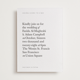 "Westin" - Letterpress Wedding Invitations in Soft Black by Hudson meet Rose - Front