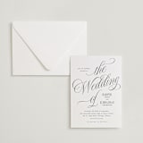 "Mirin" - Letterpress Wedding Invitations in Soft Black by Kate Ahn - Invitation with Envelope