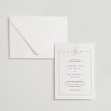 "Framed Monogram" - Letterpress Wedding Invitations in Faux Gold by Kelly Schmidt - Invitation with Envelope