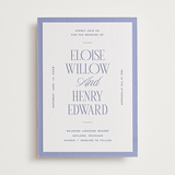 "Threaded" - Letterpress Wedding Invitations in Periwinkle by Pixel and Hank - Front