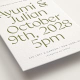 "Ayumi" - Letterpress Wedding Invitations in Pistachio by Melanie Kosuge - Detail