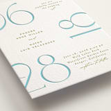 "Numerical" - Letterpress Wedding Invitations in Pool by Owl and Toad - Detail
