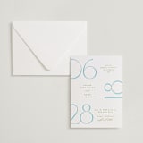"Numerical" - Letterpress Wedding Invitations in Pool by Owl and Toad - Invitation with Envelope