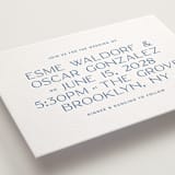 "Brooklyn" - Letterpress Wedding Invitations in Sapphire by Ellen Schlegelmilch - Detail