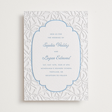 "Victorian Chic" - Letterpress Wedding Invitations in Sky Blue by Morgan Kendall - Front