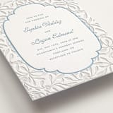 "Victorian Chic" - Letterpress Wedding Invitations in Sky Blue by Morgan Kendall - Detail