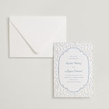 "Victorian Chic" - Letterpress Wedding Invitations in Sky Blue by Morgan Kendall - Invitation with Envelope