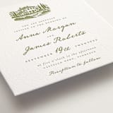 "Villa" - Letterpress Wedding Invitations in Pistachio by Maja Cunningham - Detail