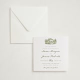 "Villa" - Letterpress Wedding Invitations in Pistachio by Maja Cunningham - Invitation with Envelope