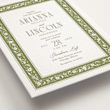 "Darcy" - Letterpress Wedding Invitations in Pistachio by Robert and Stella - Detail