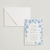 "Anemones" - Letterpress Wedding Invitations in Sky Blue by letterfix - Invitation with Envelope