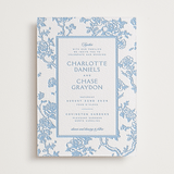 "Classic Toile" - Letterpress Wedding Invitations in Sky Blue by Jenna Holcomb - Front
