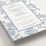 "Classic Toile" - Letterpress Wedding Invitations in Sky Blue by Jenna Holcomb - Detail