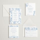 "Classic Toile" - Letterpress Wedding Invitations in Sky Blue by Jenna Holcomb - Invitation Suite
