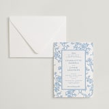"Classic Toile" - Letterpress Wedding Invitations in Sky Blue by Jenna Holcomb - Invitation with Envelope