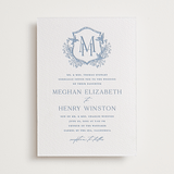 "Hummingbird Botanicals" - Letterpress Wedding Invitations in Provincial Blue by Erin Deegan - Front
