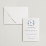 "Hummingbird Botanicals" - Letterpress Wedding Invitations in Provincial Blue by Erin Deegan - Invitation with Envelope