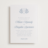 "Blue Crest" - Letterpress Wedding Invitations in Provincial Blue by Hooray Creative - Front