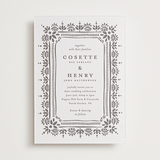 "Cosette" - Letterpress Wedding Invitations in Graphite by Melanie Kosuge - Front