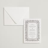 "Cosette" - Letterpress Wedding Invitations in Graphite by Melanie Kosuge - Invitation with Envelope