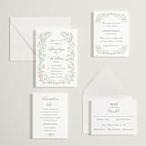 "Flower Garden" - Letterpress Wedding Invitations in Tea Green by Susan Moyal - Invitation Suite