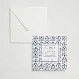 "Pressed Motif" - Letterpress Wedding Invitations in Indigo by Oma N. Ramkhelawan - Invitation with Envelope