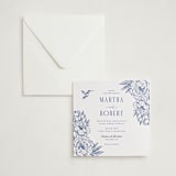 "Botanical Dream" - Letterpress Wedding Invitations in Lapis by Sherley Ferreira - Invitation with Envelope
