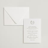 "Botanical Crest" - Letterpress Wedding Invitations in Pistachio by Lucrecia Caporale - Invitation with Envelope