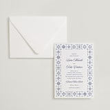 "Talavera Tiles" - Letterpress Wedding Invitations in Lapis by Olivia Raufman - Invitation with Envelope