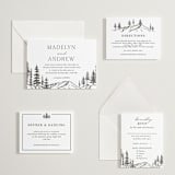 "Mountain Pines" - Letterpress Wedding Invitations in Soft Black by Winston Latchman - Invitation Suite
