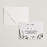 "Mountain Pines" - Letterpress Wedding Invitations in Soft Black by Winston Latchman - Invitation with Envelope