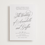 "Romantic Script" - Letterpress Wedding Invitations in Soft Black by Susan Zinader - Front