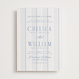 "Subtle Stripes" - Letterpress Wedding Invitations in Provincial Blue by Nicole Walsh - Front